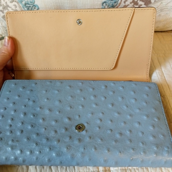 Original Kate Spade Large Blue Ostrich Leather Travel Wallet - Picture 12 of 12